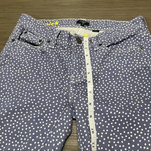 J. Crew Purple White Polka Dot Toothpick‎ Mid Rise Jeans 27 - Picture 12 of 13